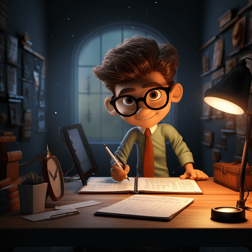 boy-writing-a-story-in-dim-lights